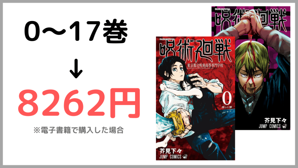 呪術廻戦0〜17巻をまとめ買いした時の値段